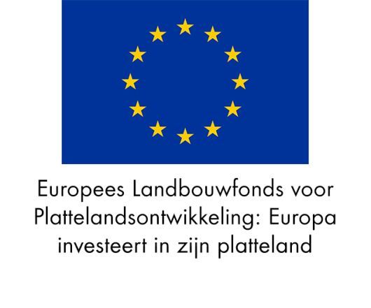 Logo van de Europese Unie met eronder de tekst Europees Landbouwfonds voor Plattelandsontwikkeling: Europa investeert in zijn platteland